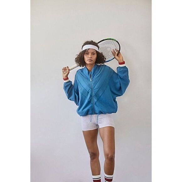 Free People Movement Early Riser Track Jacket Womens XS Blue Chevron - Picture 1 of 6